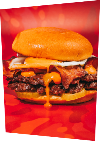 Smash burger com queijo e bacon